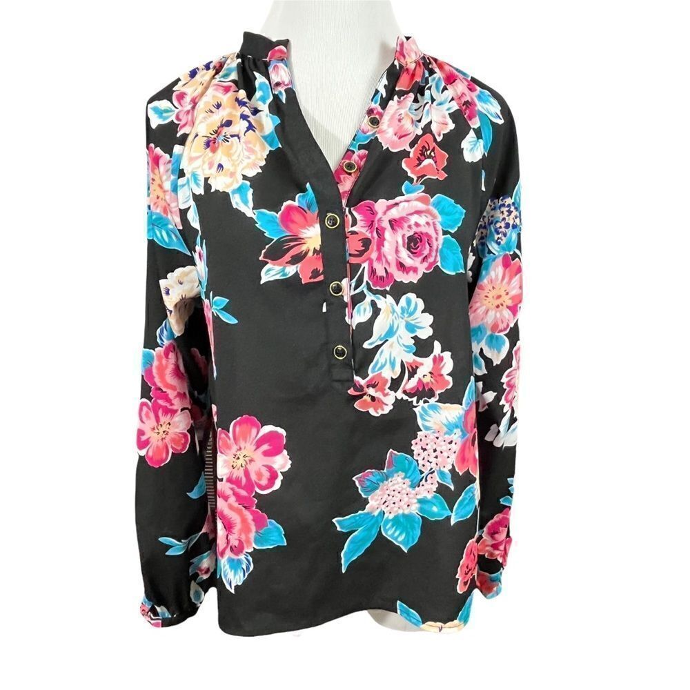 Anthropologie Yumi Kim Trinia Dark Floral Popover Flowy Blouse XS